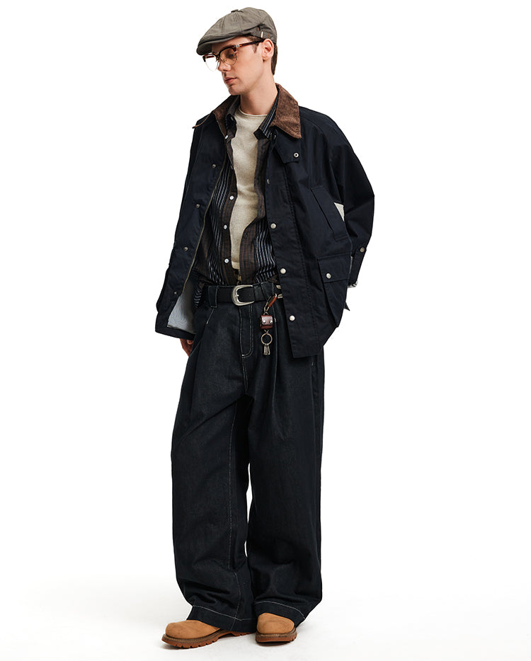 Patchwork Corduroy Collar Jacket