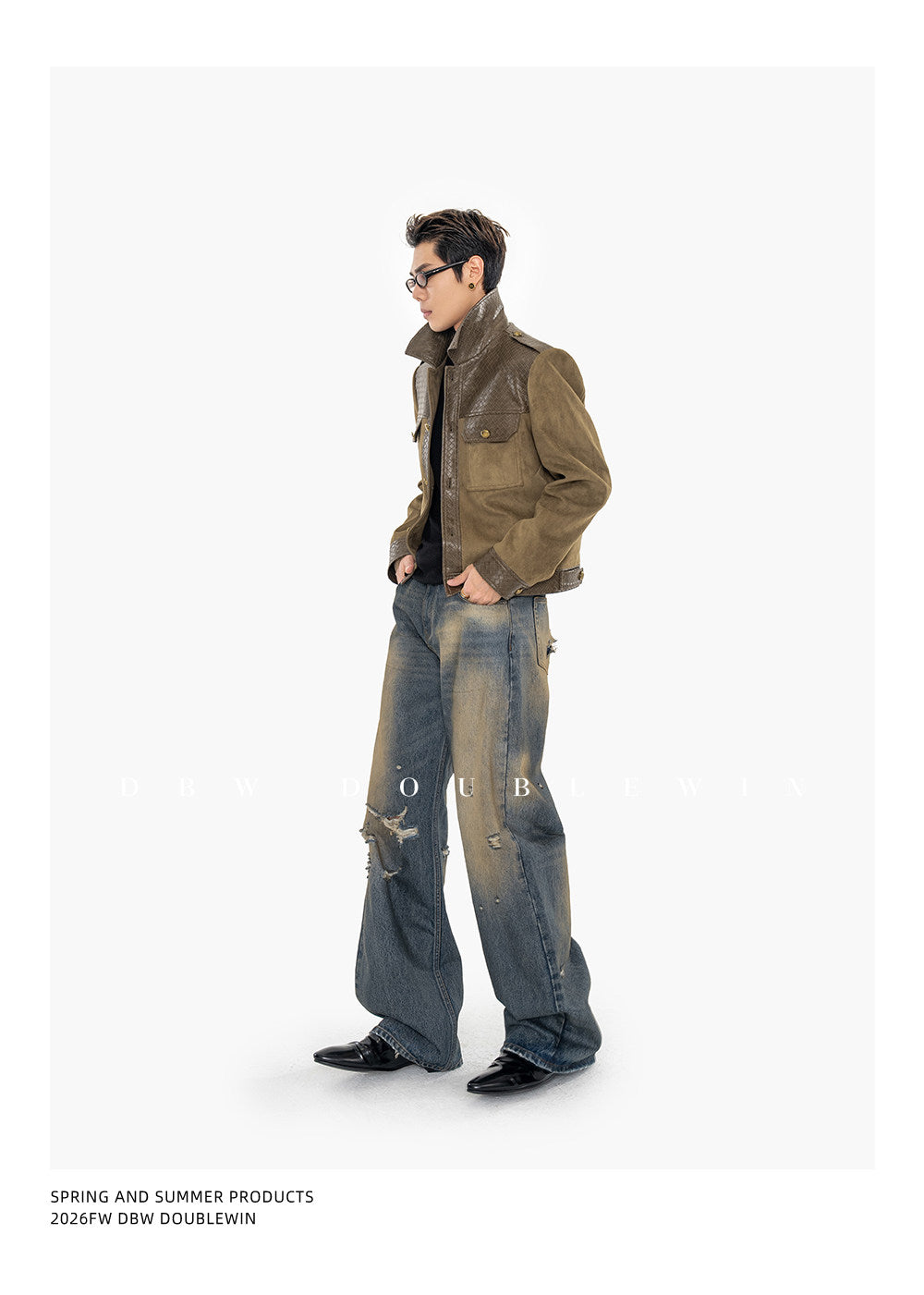 Retro Water-Washed Distressed Denim Pants