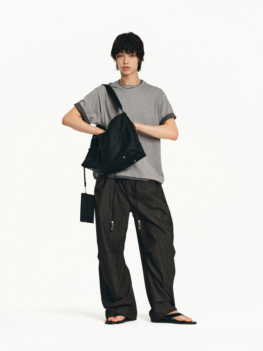 Matte-embossed shoulder bag