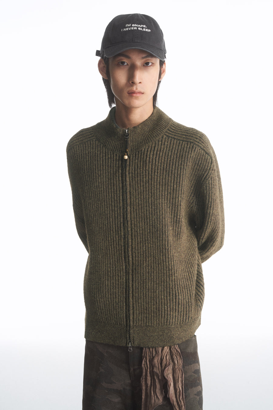 Ribbed Double Zipper Cardigan