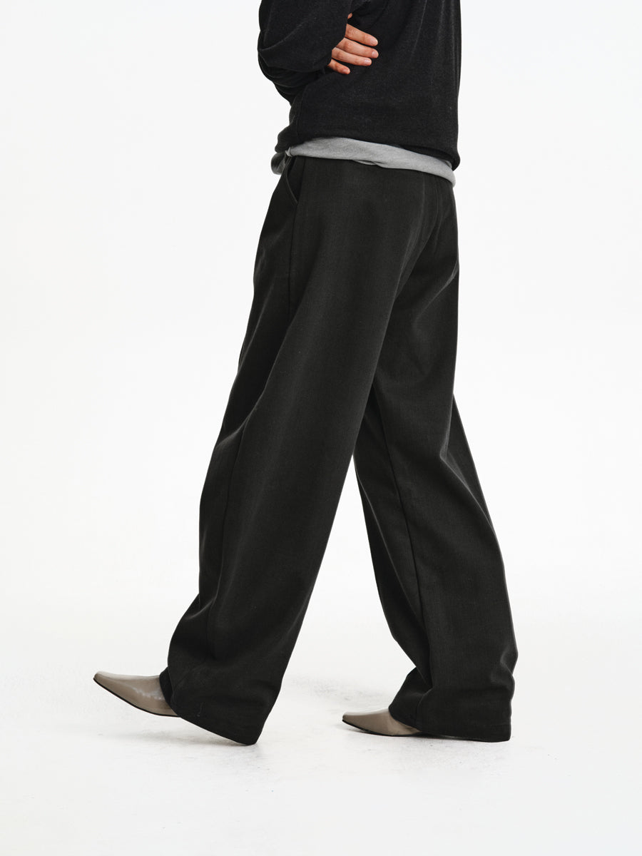 Blended Wool Straight Leg Pants