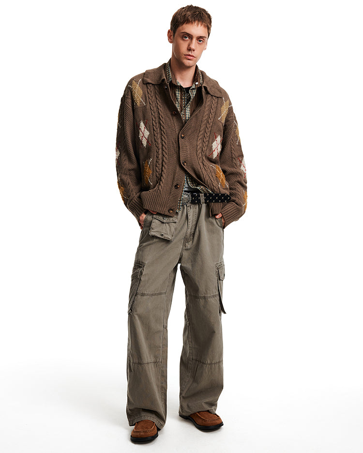 Cable-Knit Diamond Cardigan