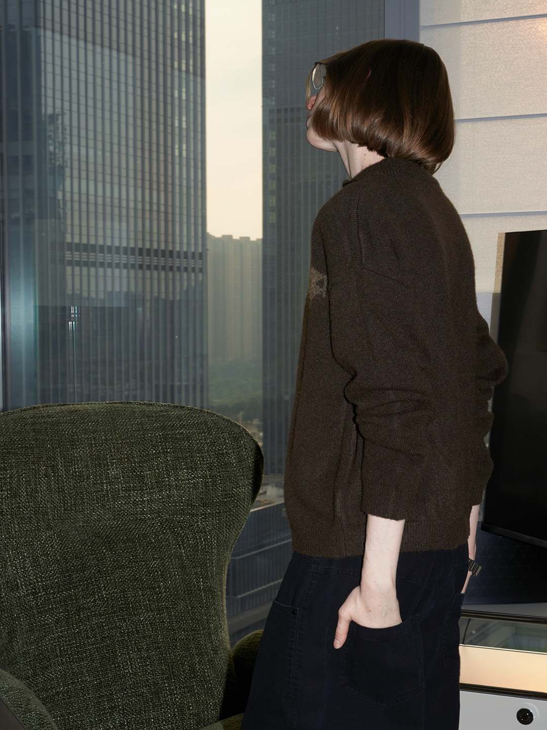 Fit Pattern Zipper Cardigan