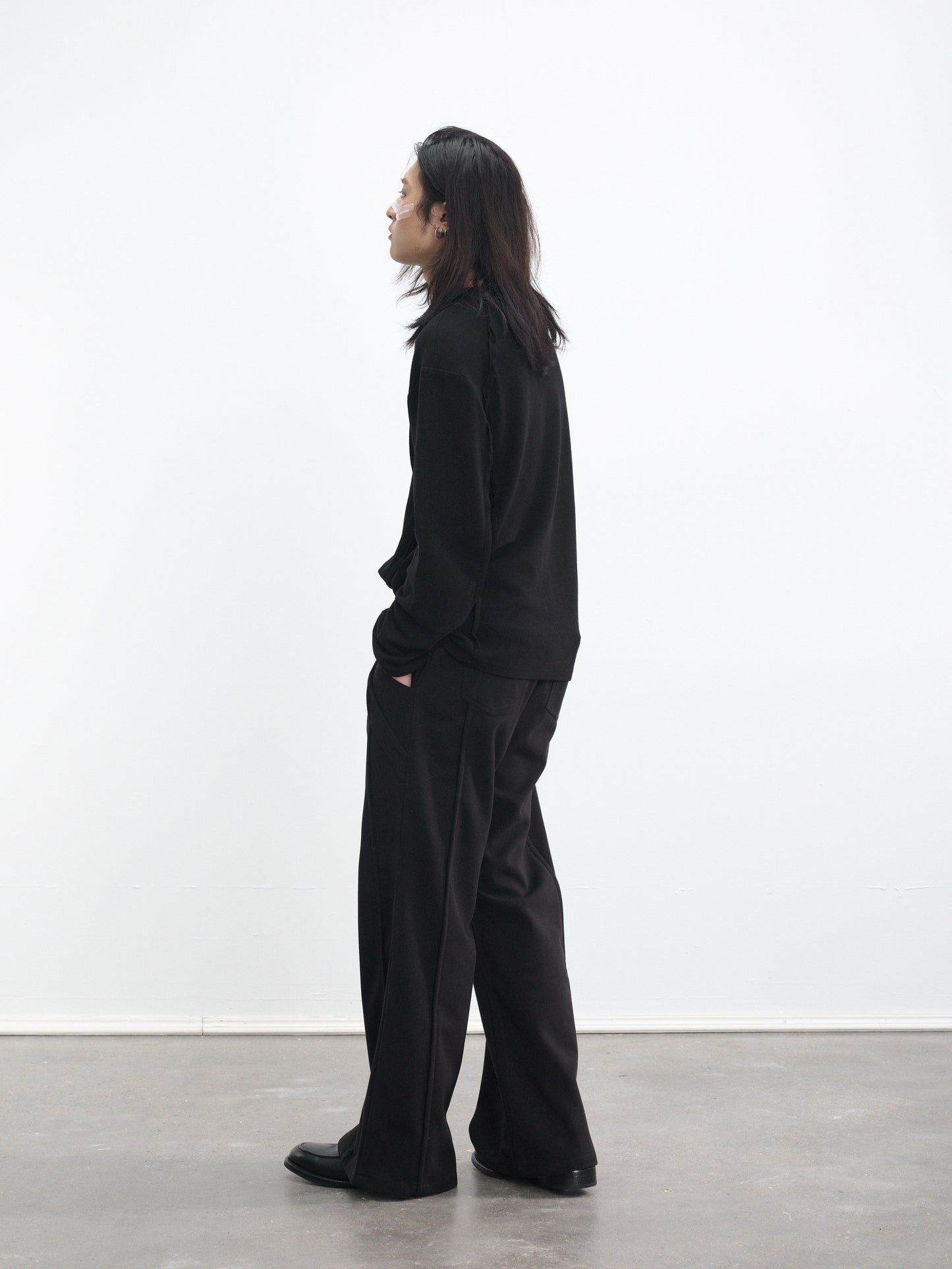 Deconstructed Wide-Leg Casual Pants