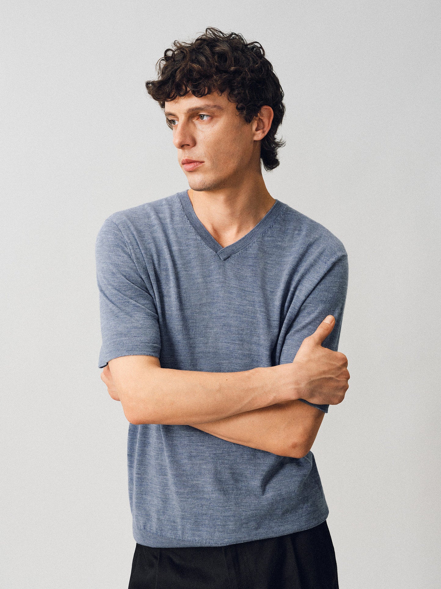 V-neck Wool Knit Shirt