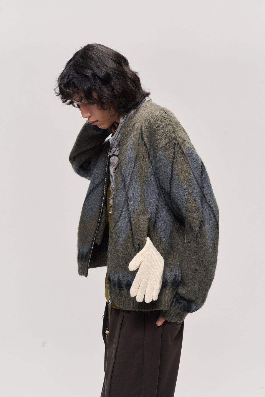 Fair Isle Wool Blend Zip Cardigan