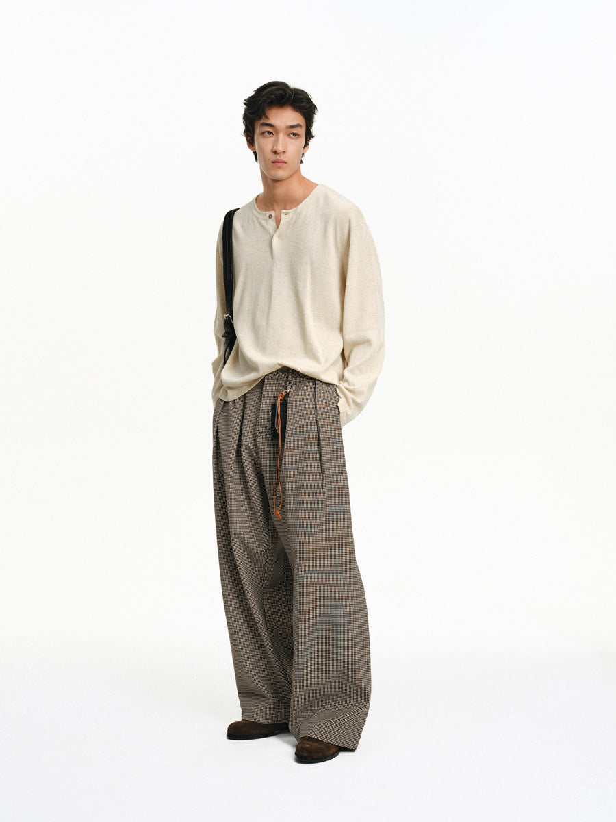 4-Pleat Wide-Leg Pants