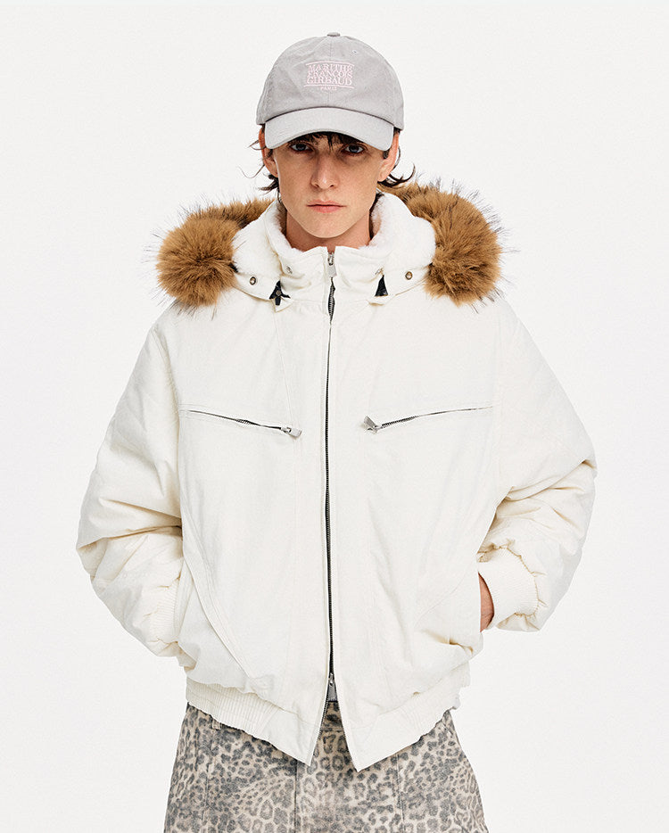 Detachable Hood White Duck Down Jacket