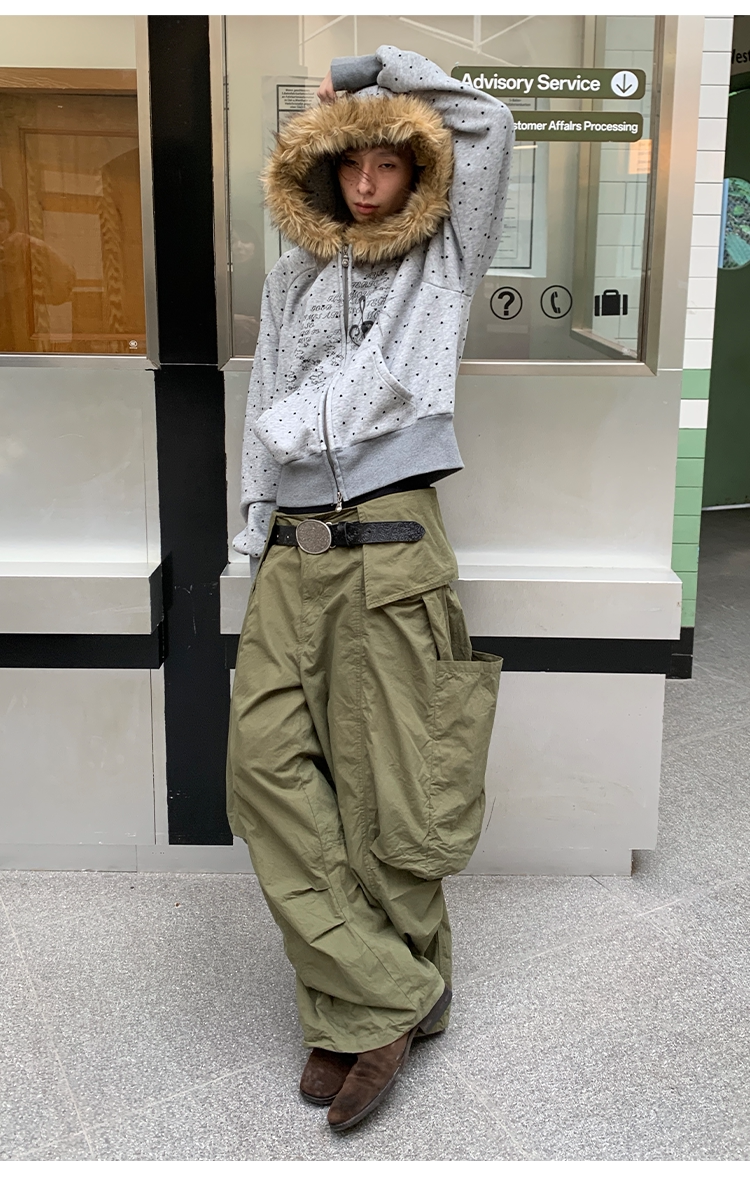 Heart-Print Polka Dot Hooded Sweatshirt