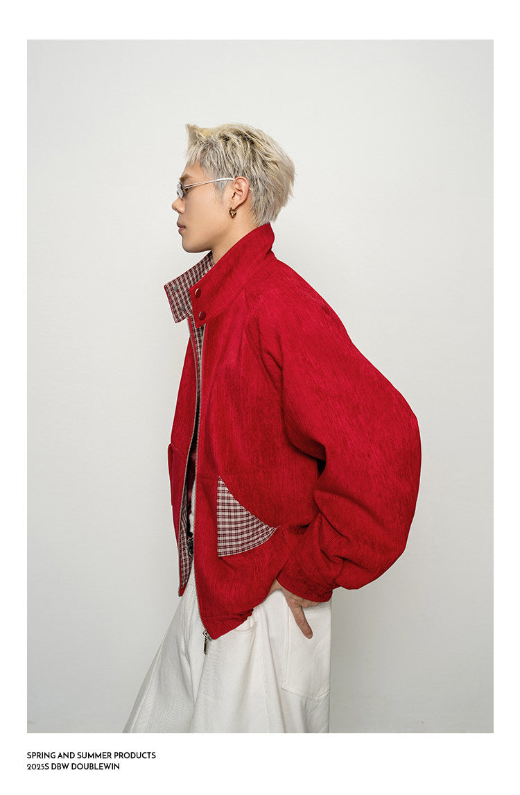 Color-block Check Pattern Jacket