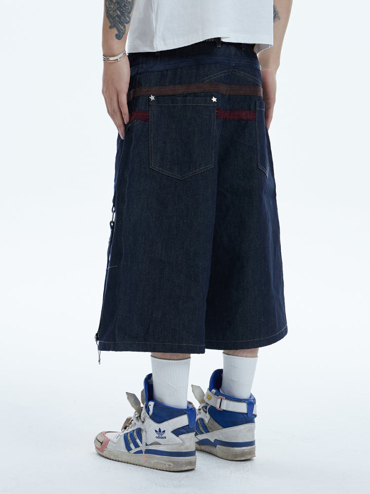 Original design studded denim shorts