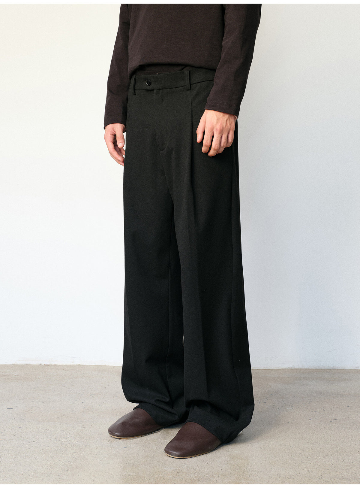 Wool-Blend Straight-Leg Pants