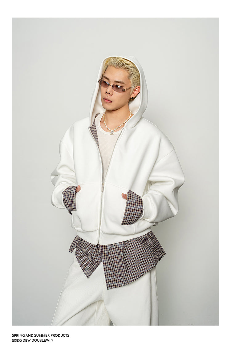 Contrast Color Fake Two-Piece Sweatshirt