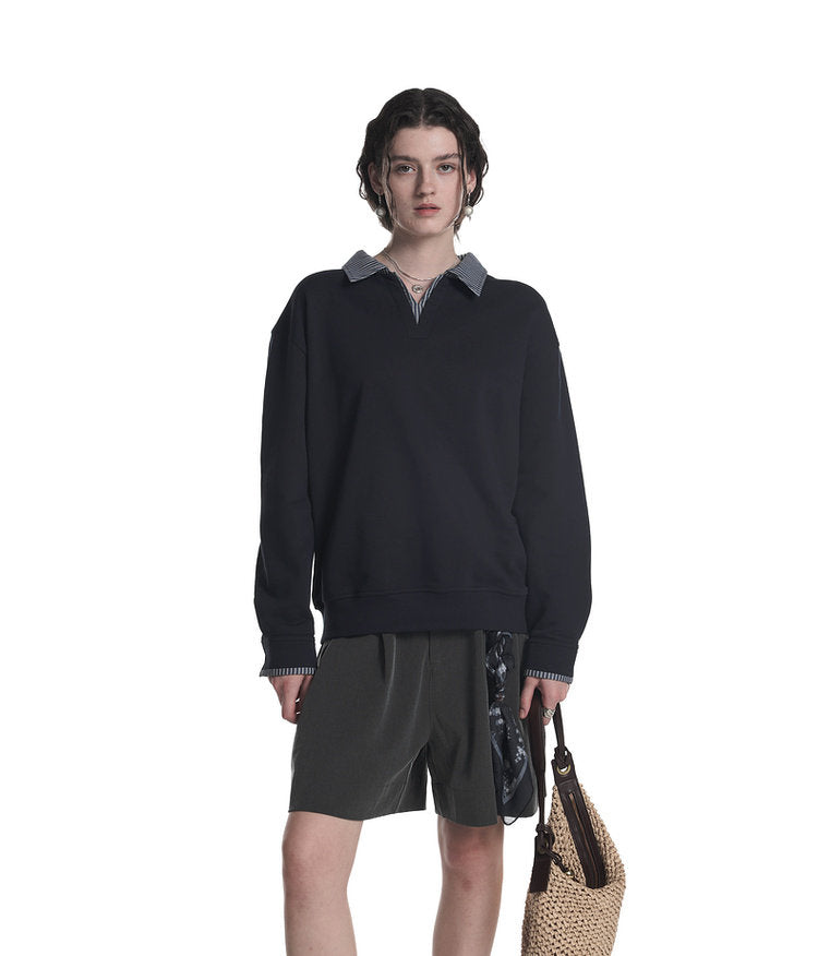 Fake Two-Piece V-Neck Sweatshirt