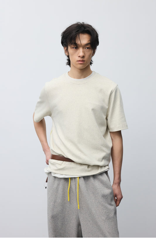 Contrast pocket deformation T-shirt