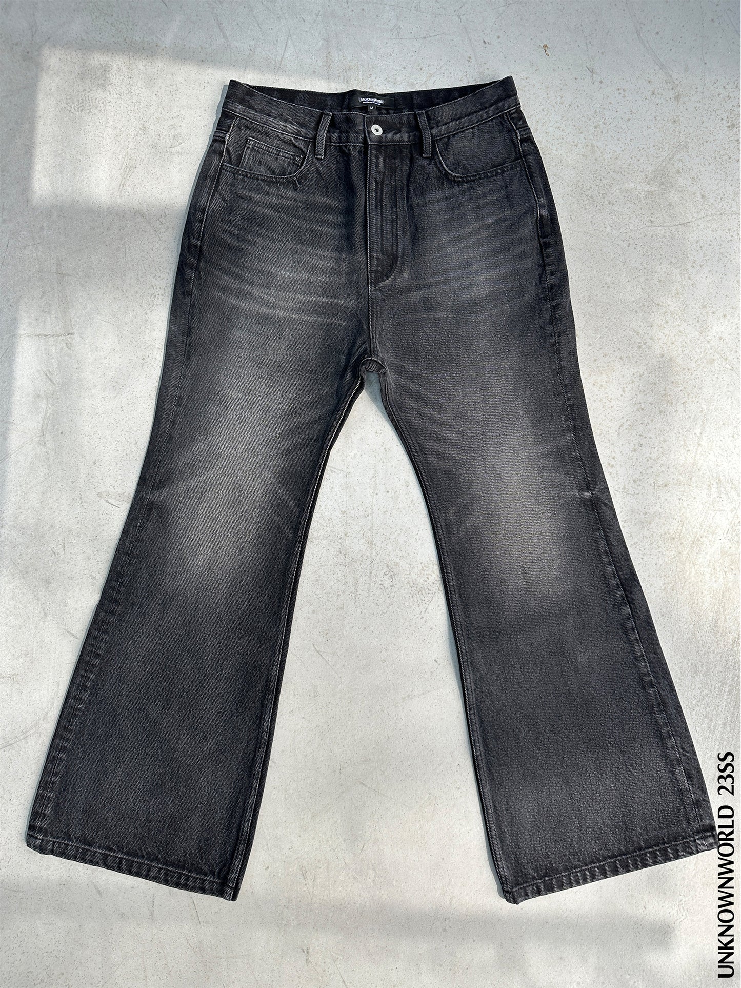 Black wash flared jeans 