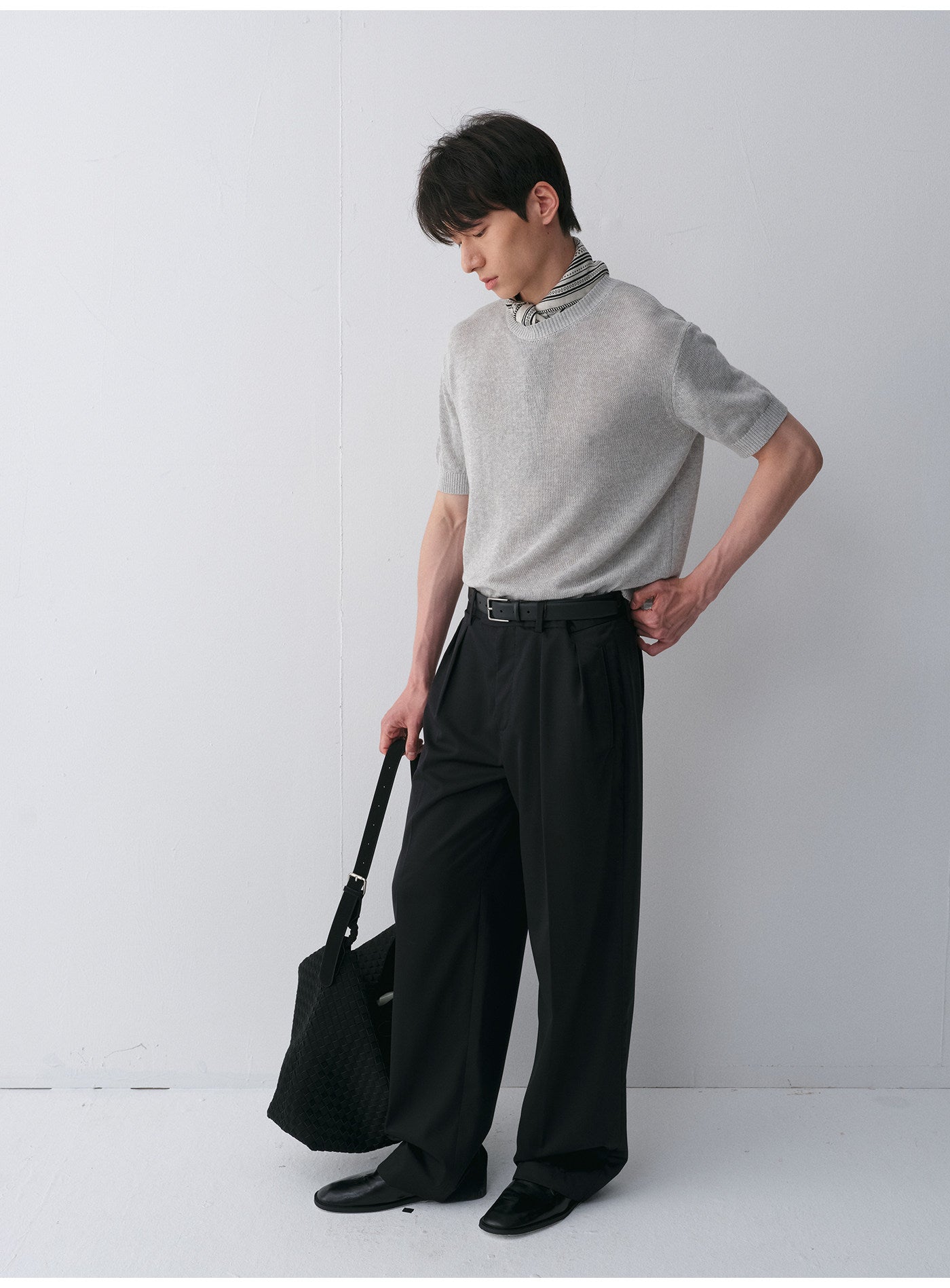 Wool Double-Pleated Casual Pants