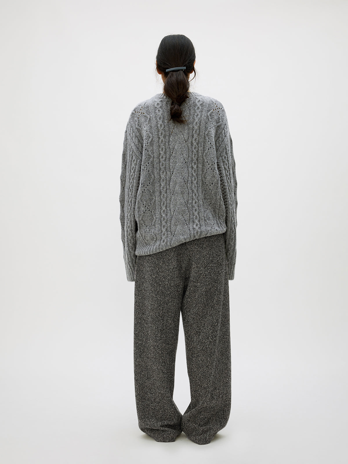 V-neck cable knit sweater