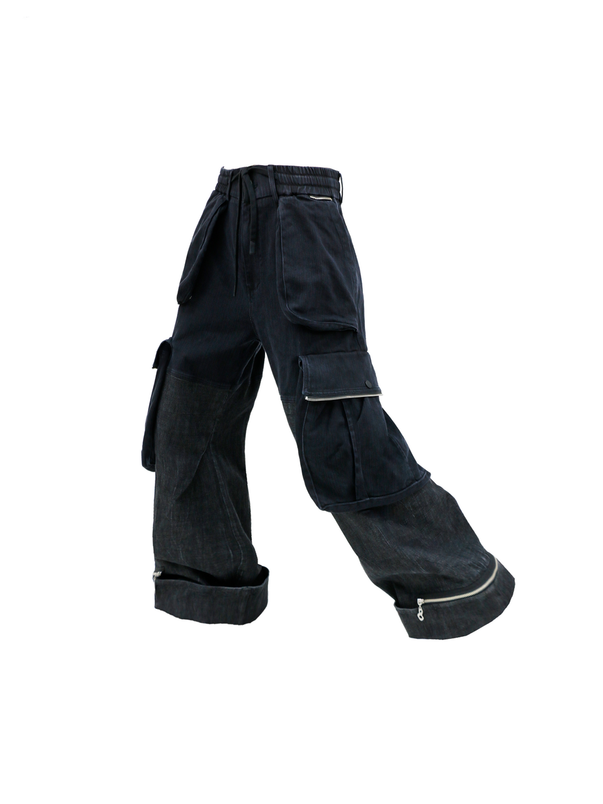 Denim Pants with Asymmetrical Zipper