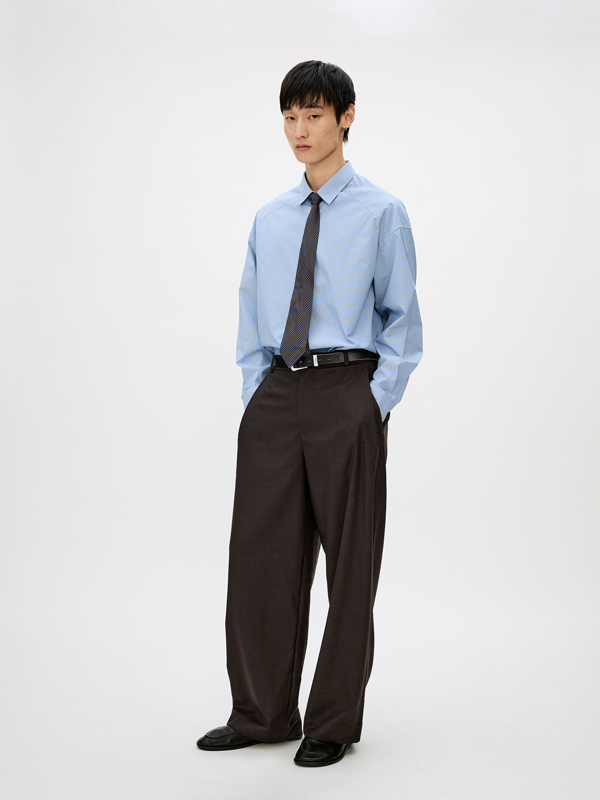 Straight-Leg Pleated Casual Pants