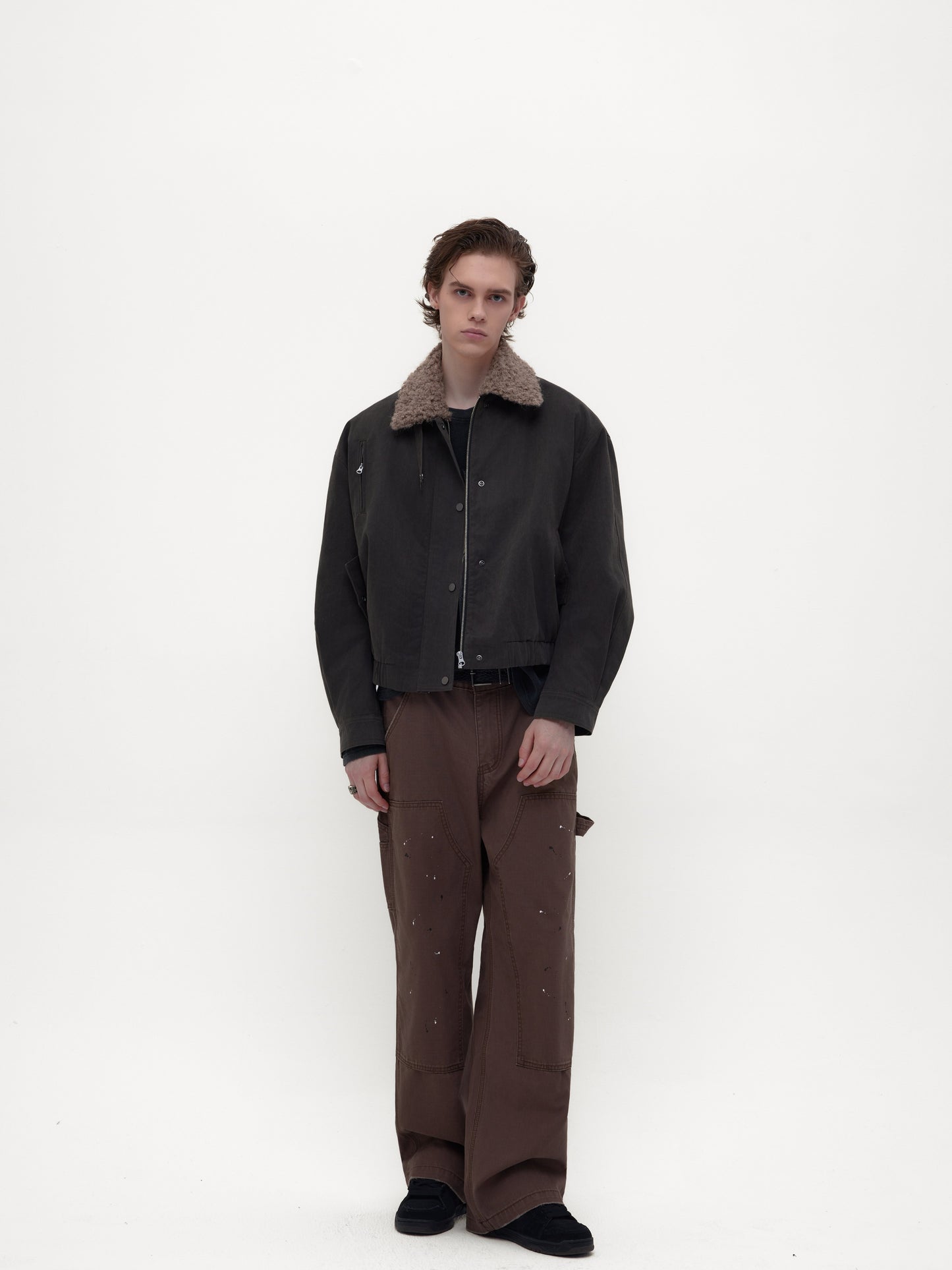 Fur Collar Wax-Coated Jacket