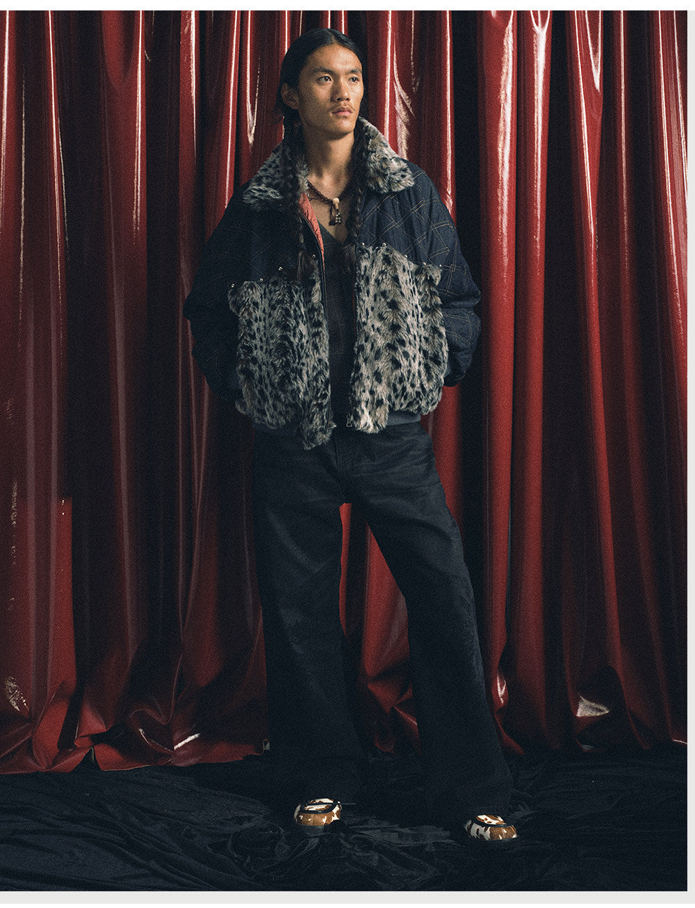 Distressed Straight-Leg Casual Pants