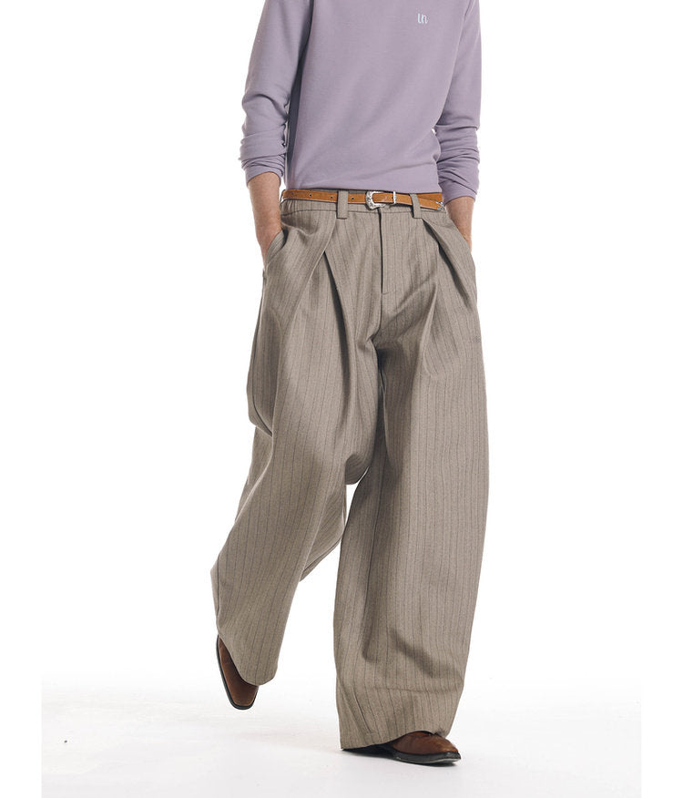Herringbone Pleated Casual Pants