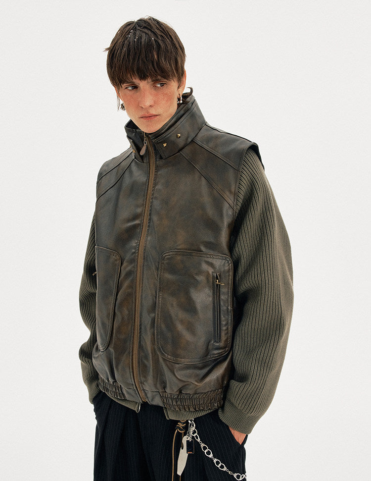 Deconstructed Design Leather Vest