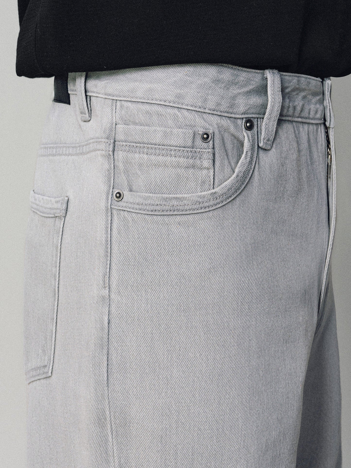 Straight Micro-Flared Washed Jeans