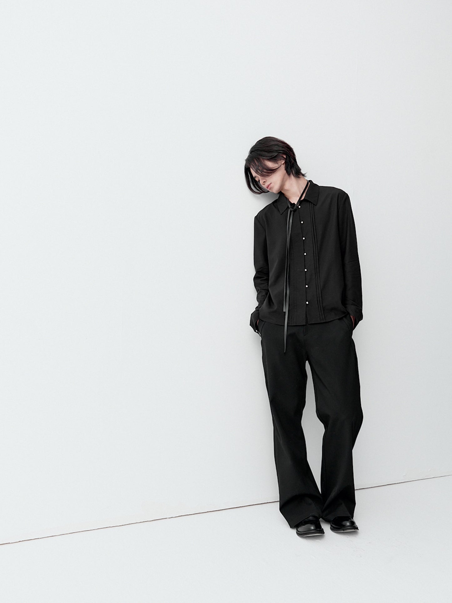 Shirt with metal buttons