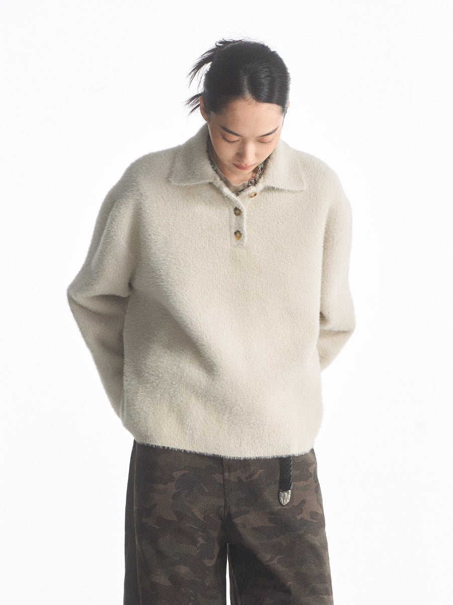 Imitation mink polo neck sweater