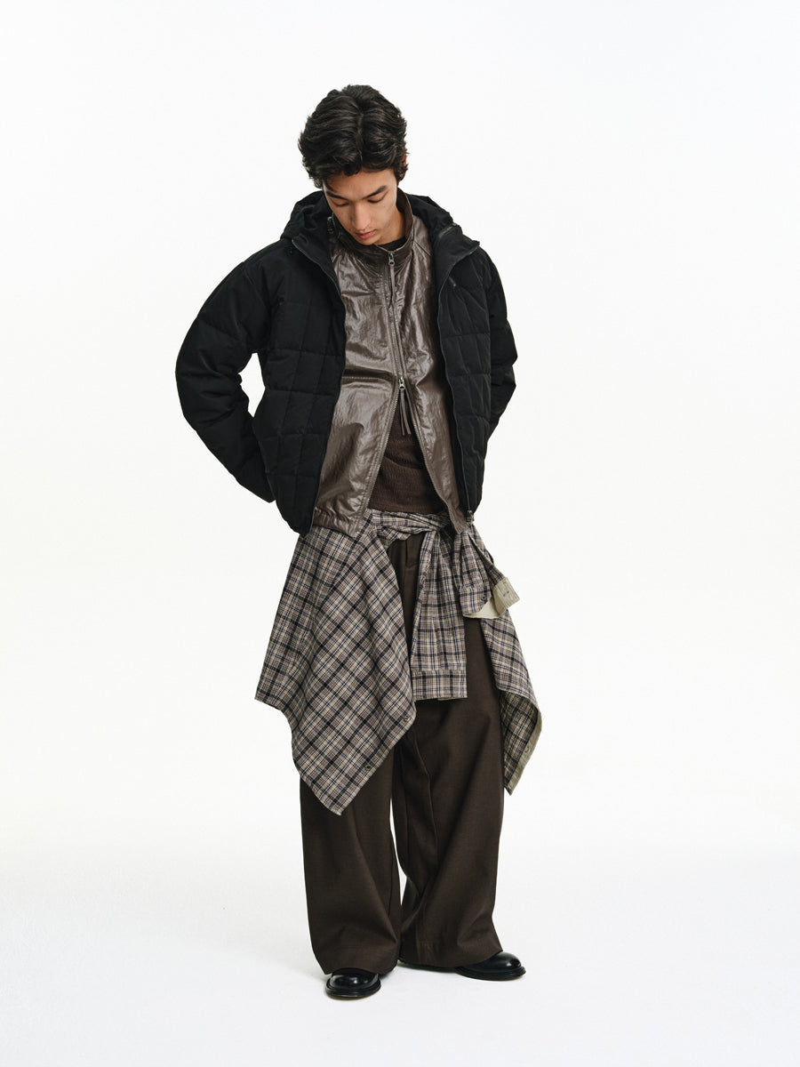 High-collar hooded down jacket