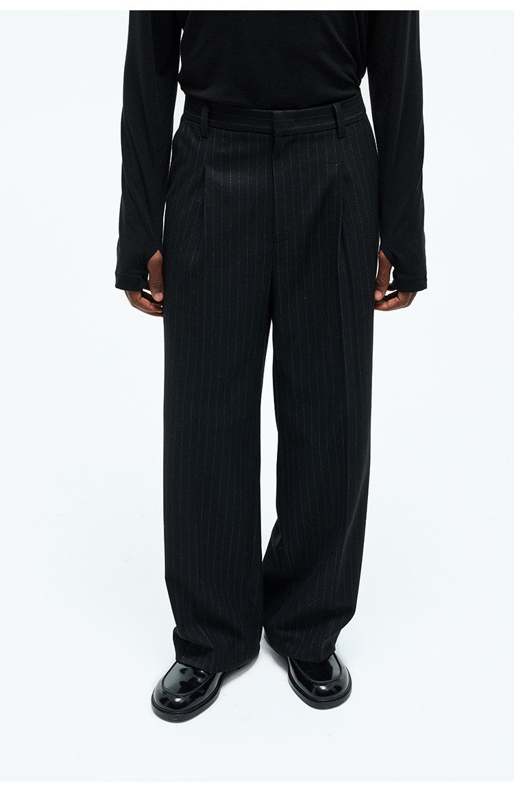 Single-Pleat Stretch Waist Casual Pants