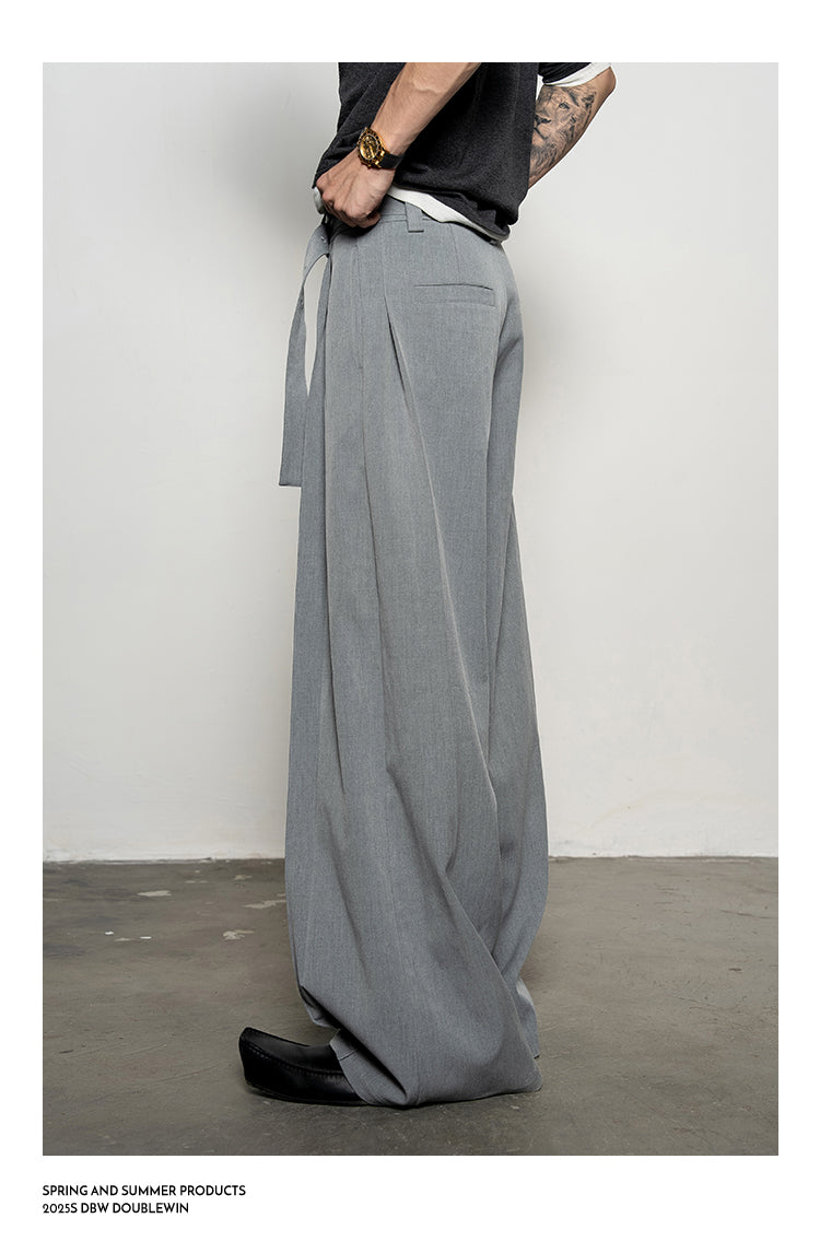 3D Reverse Pleated Wide-Leg Pants