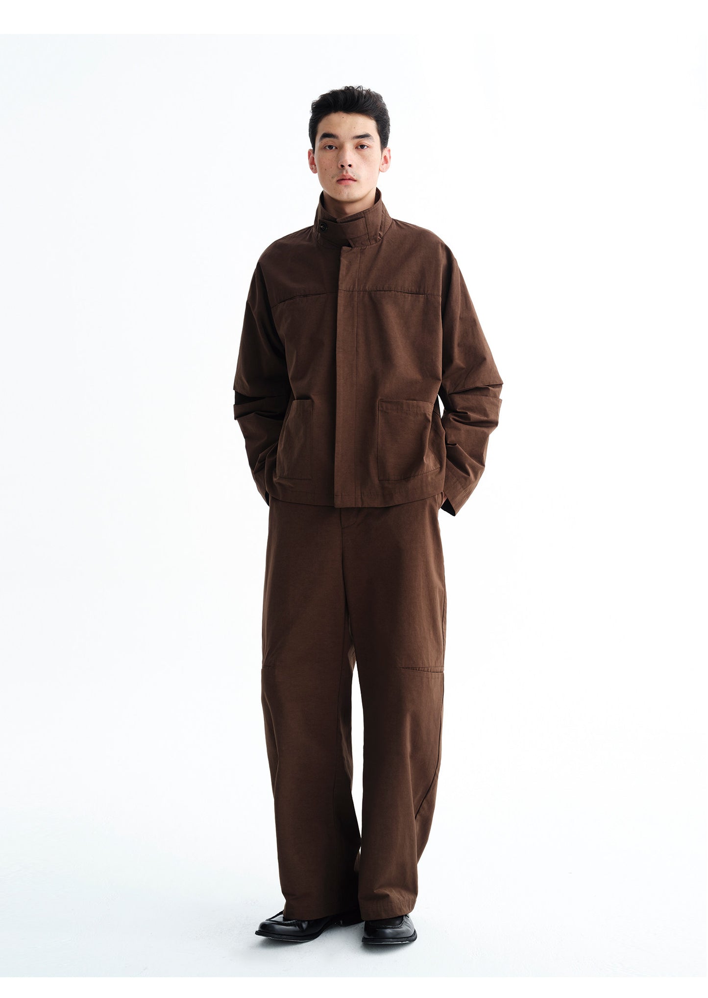 Pleated Patchwork Wide-Leg Pants