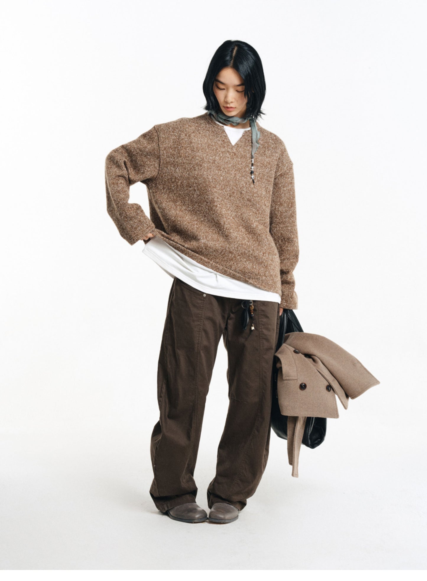 Wool Blend Faux Two-Piece Knit