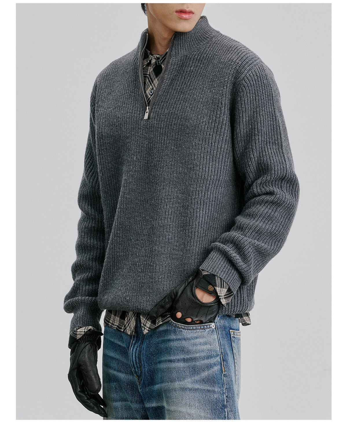 Clean-Fit Design Half-Zip Sweater