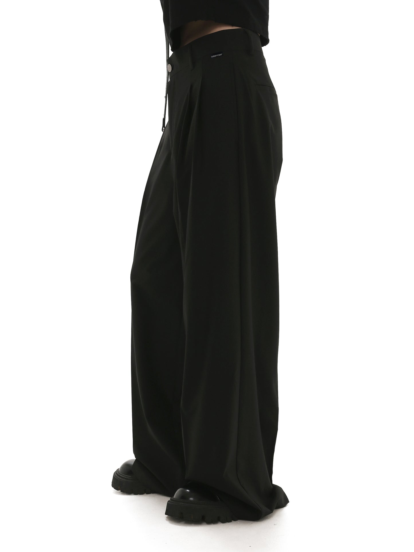 Draped wide-leg casual pants