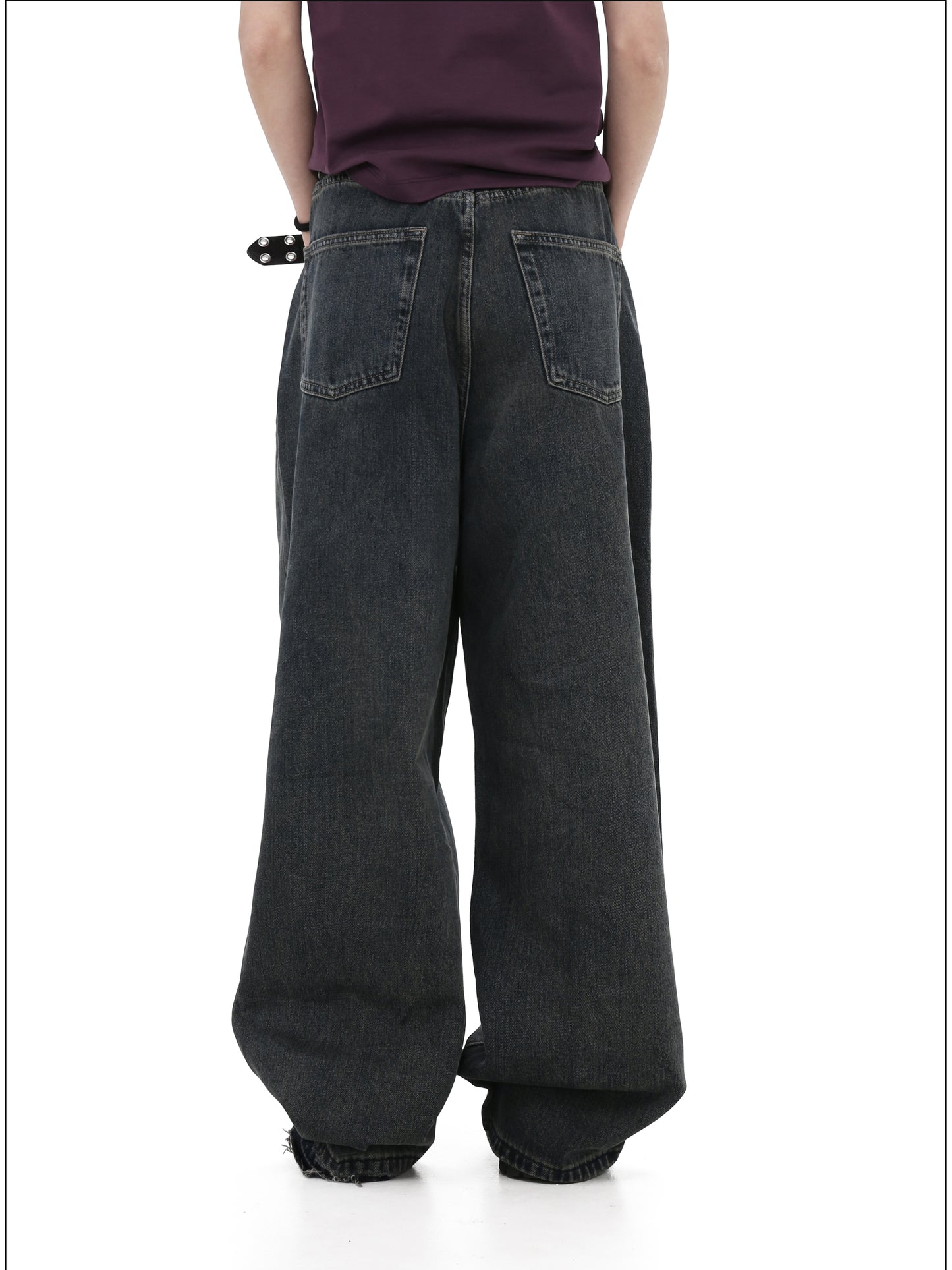 Loose-fitting wide-leg denim pants