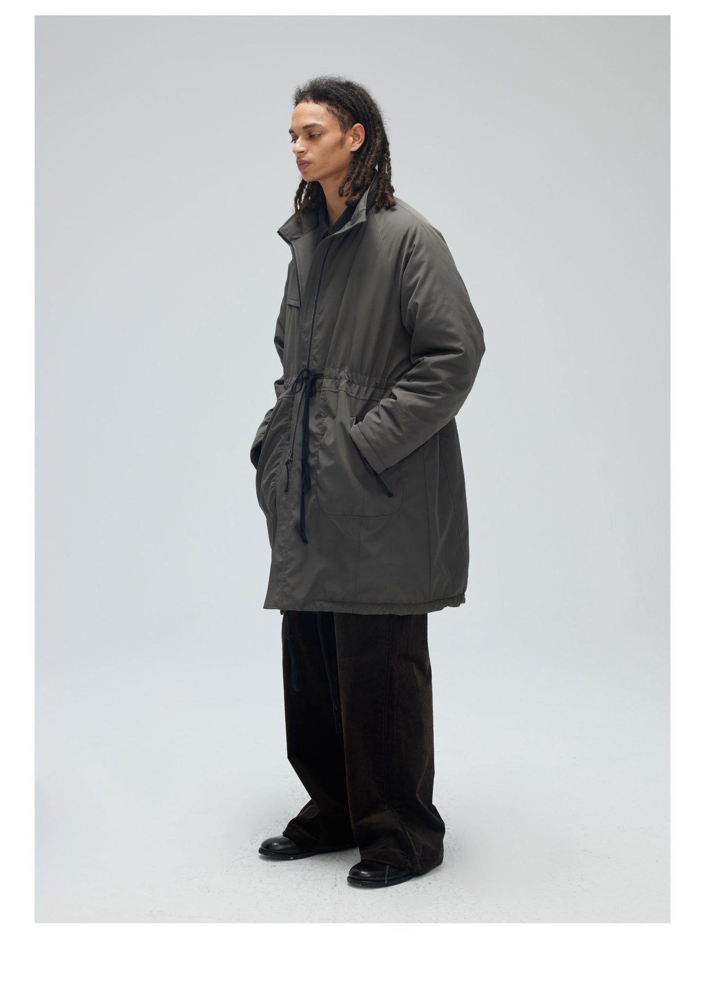 Mid-length Stand Collar Casual Coat
