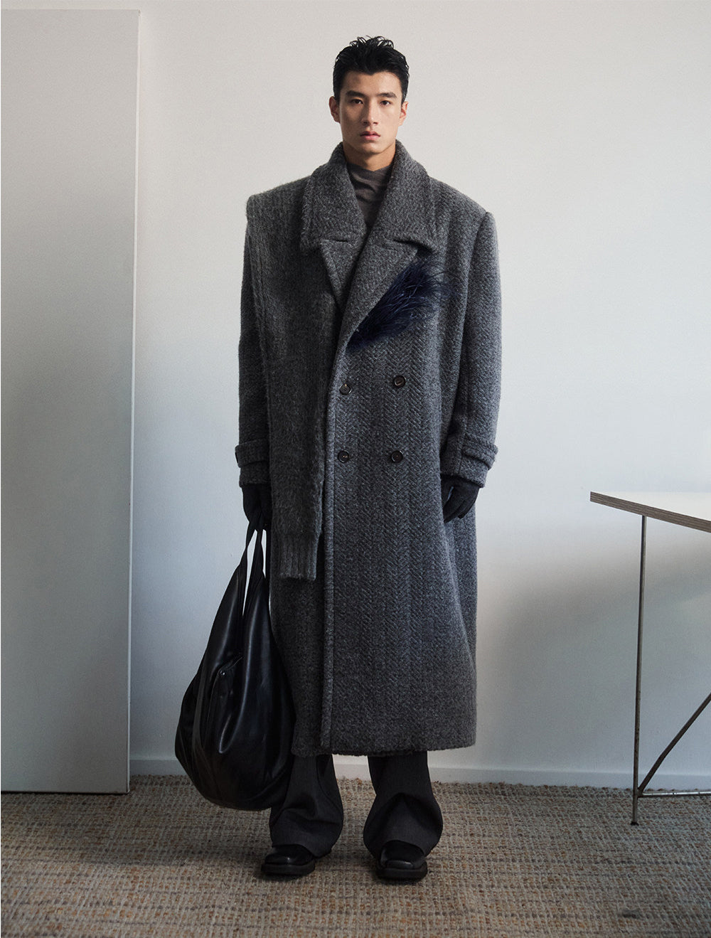 Wide-Shouldered Long Coat