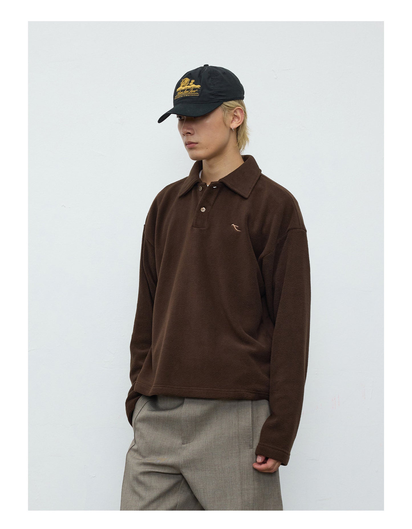 Double-sided fleece collar polo shirt