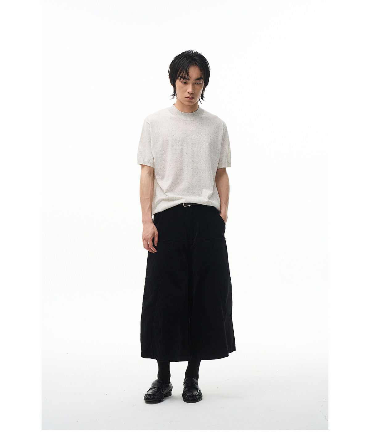 Color-Blocked Half-High-Collar Knit Shirt