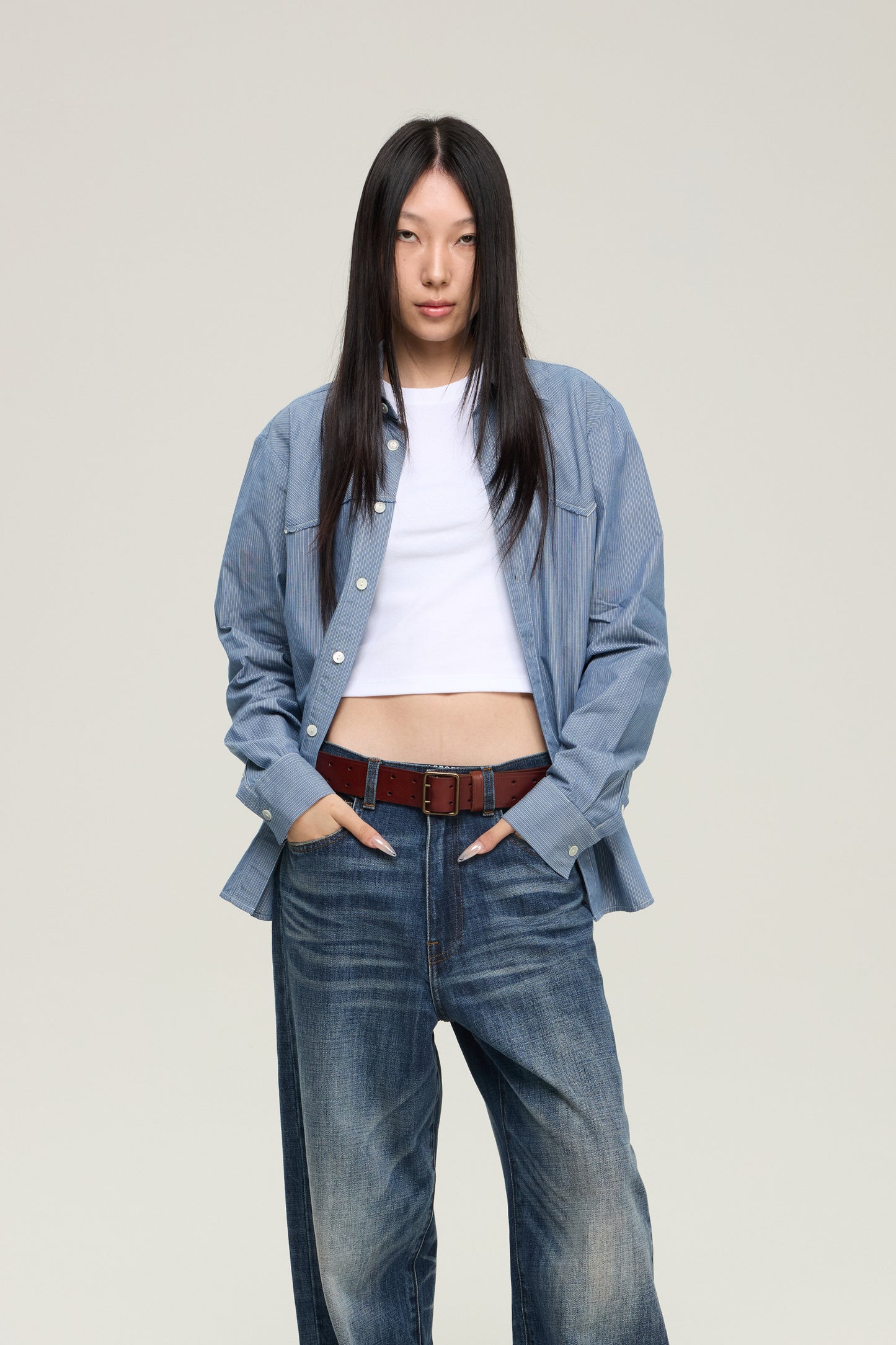 스트라이프 웨스턴 셔츠