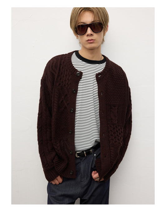 Sheep Wool Cable Knit Button Cardigan