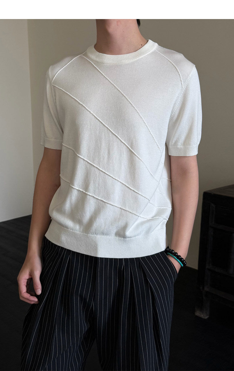 3D Jacquard Knitted Crew Neck Shirt
