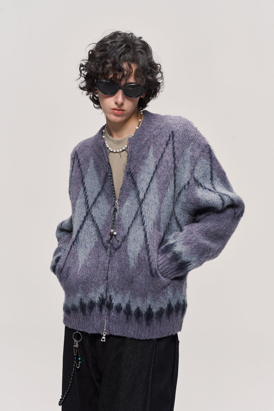 Fair Isle Wool Blend Zip Cardigan