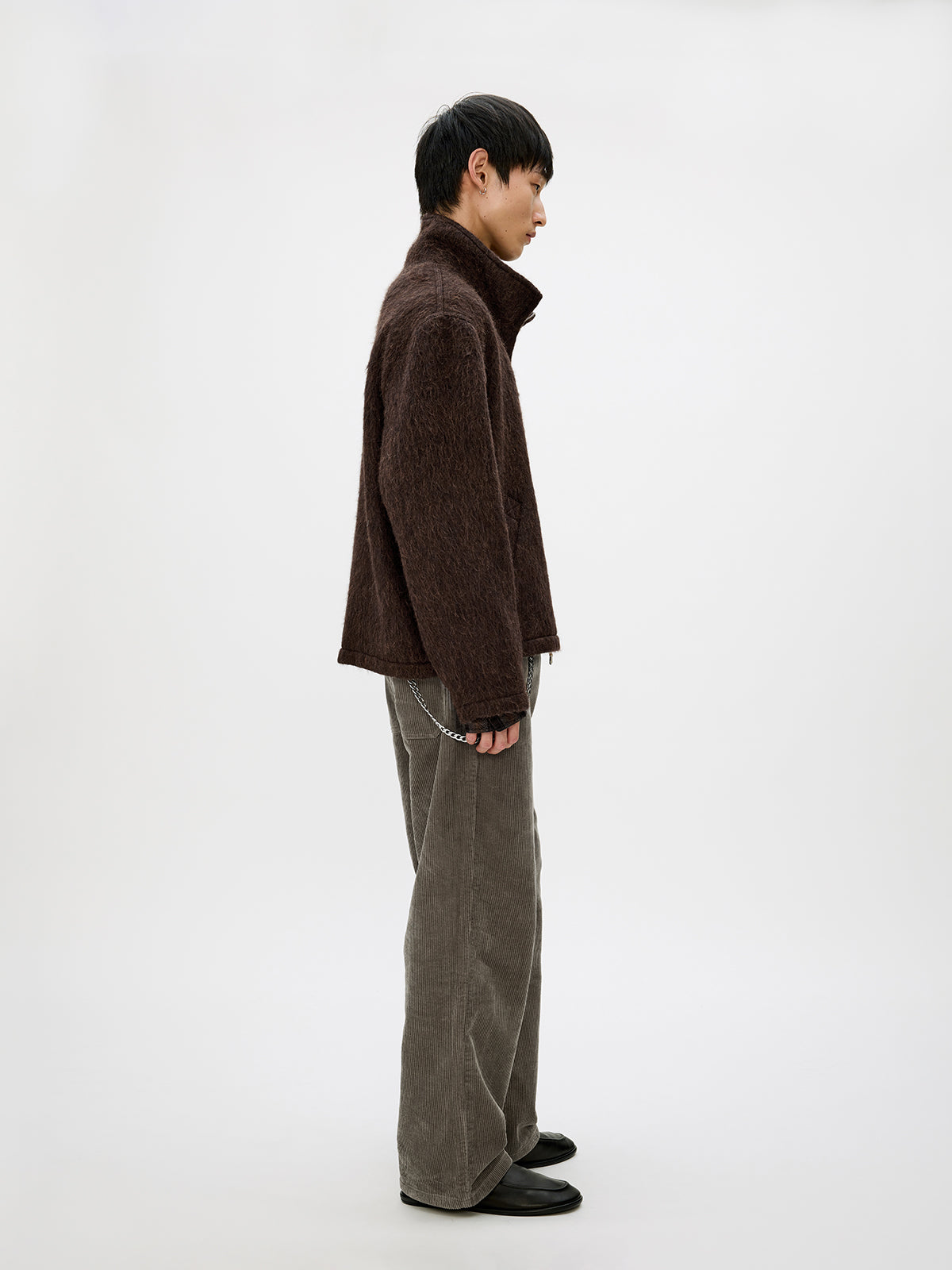 Alpaca Blend Zipper Short Wide Jacket