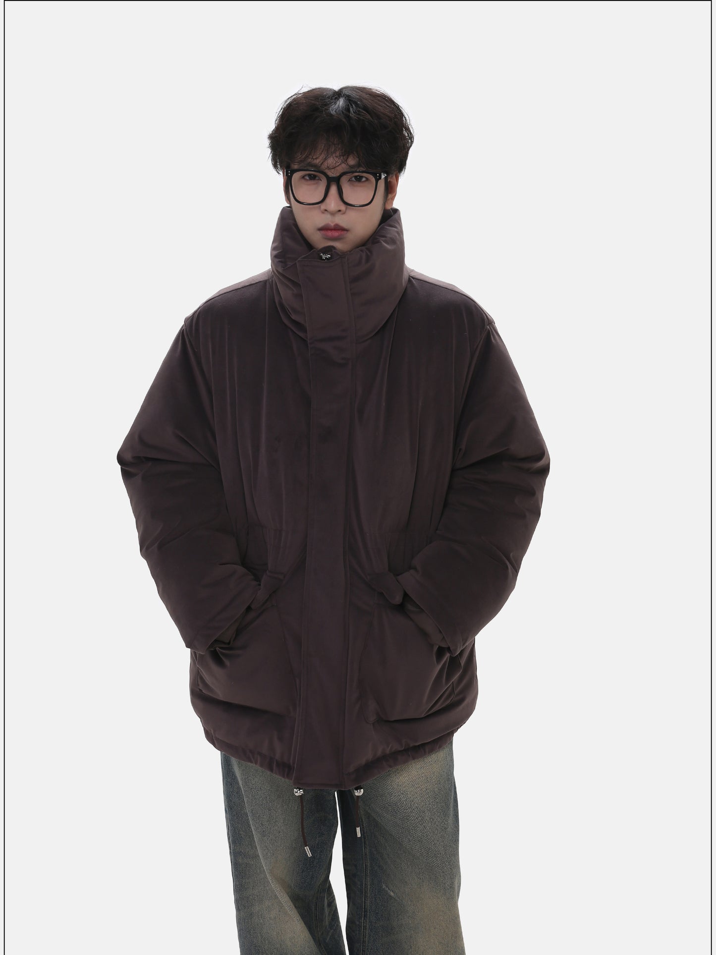 Stand Collar Mid-Length Quilted Jacket