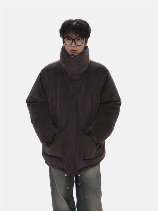 Stand Collar Mid-Length Quilted Jacket